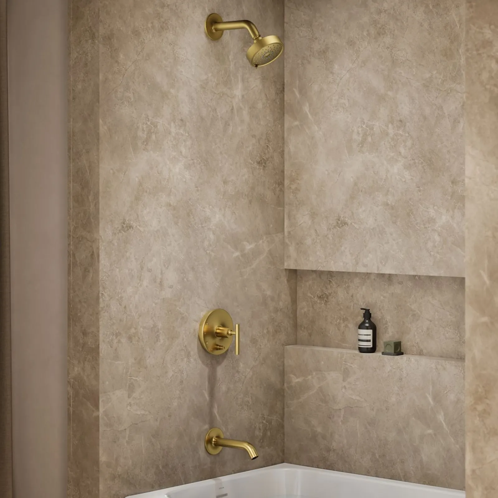 Rite-Temp® bath and shower trim kit with push-button diverter and lever handle, without showerhead^Kohler Online