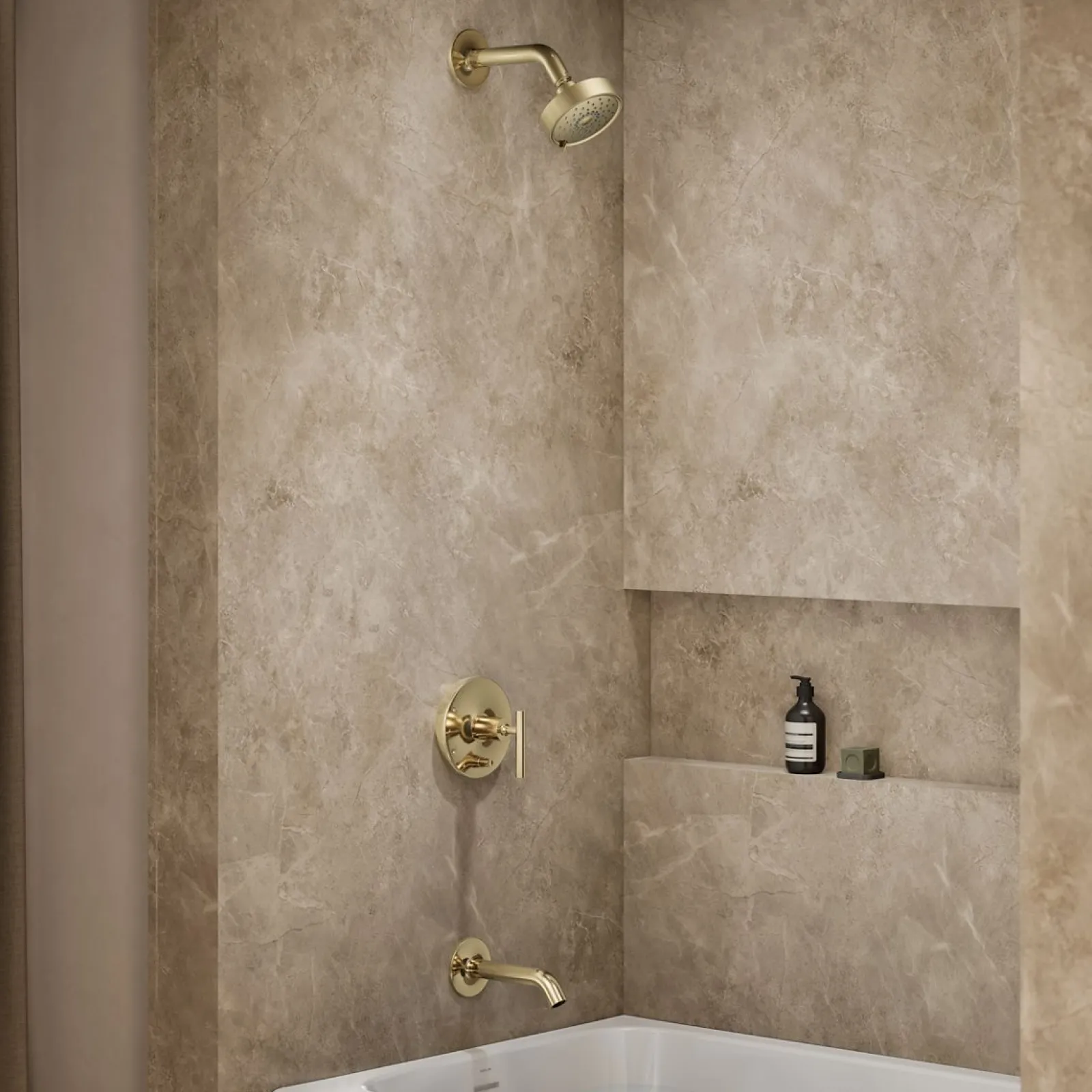 Rite-Temp® bath and shower trim kit with push-button diverter and lever handle, without showerhead^Kohler Online