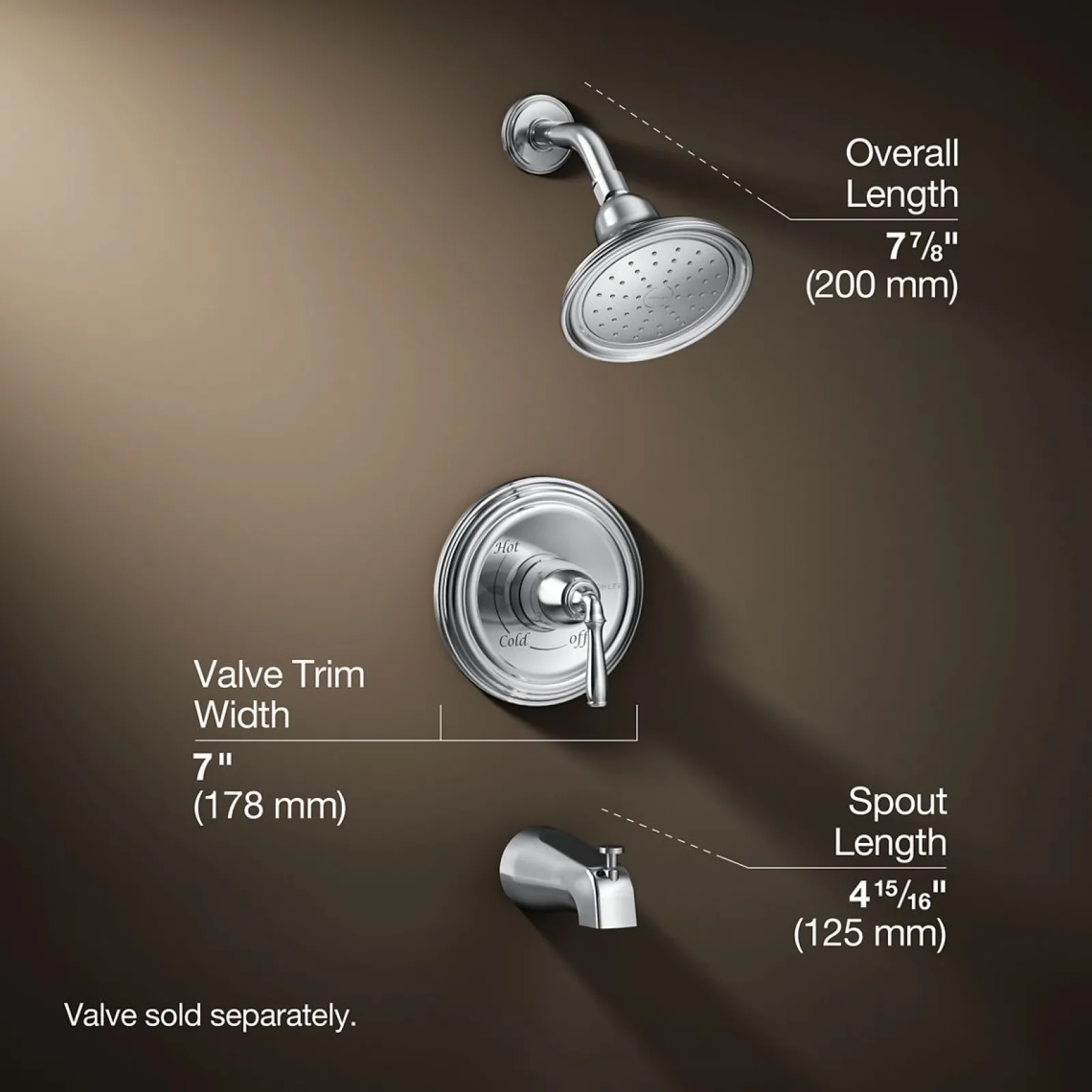 Rite-Temp® bath and shower trim kit, 1.75 gpm, slip-fit spout^Kohler Hot