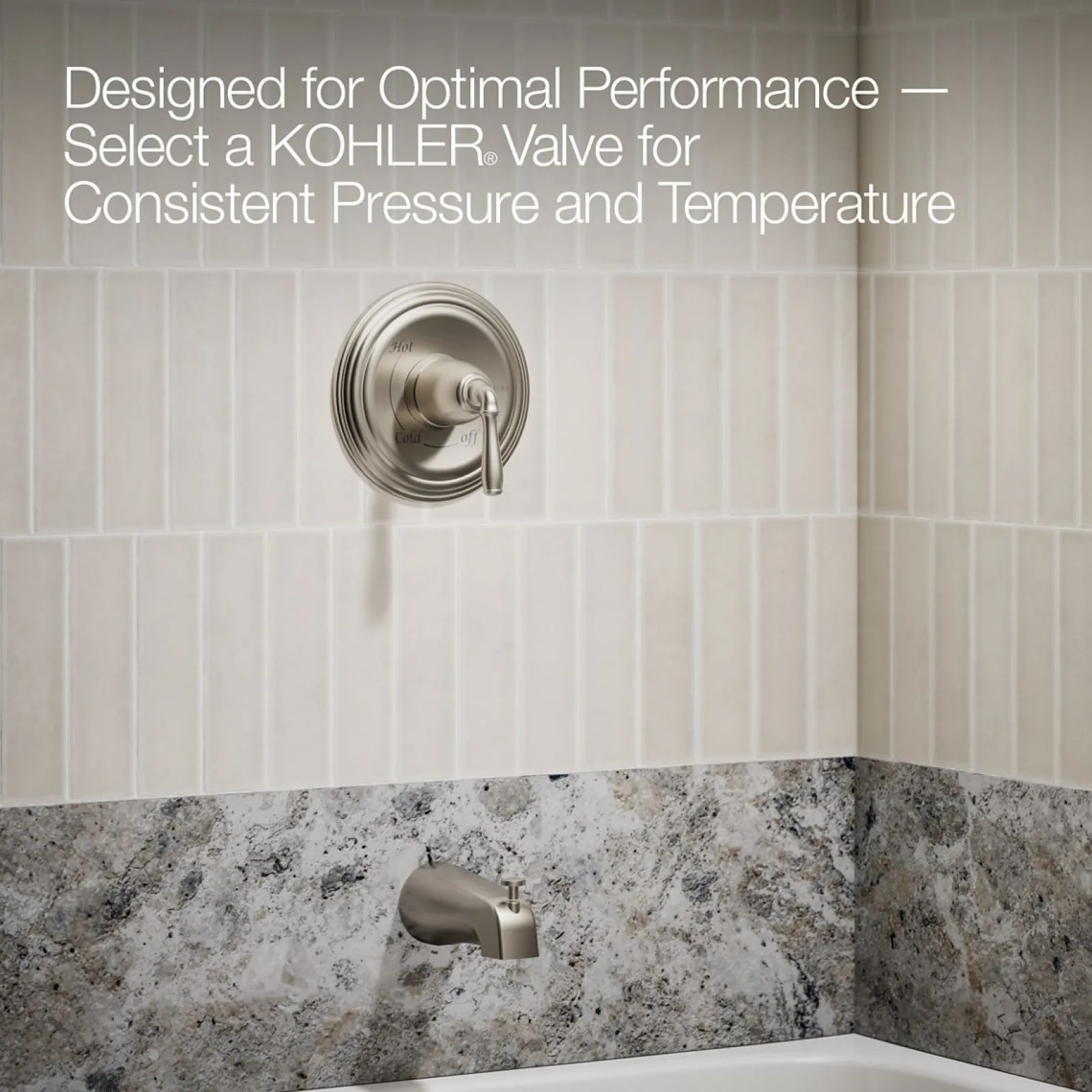 Rite-Temp® bath and shower trim kit, 1.75 gpm, slip-fit spout^Kohler Hot
