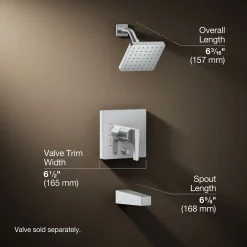 Rite-Temp® bath and shower trim kit with push-button diverter, 1.75 gpm^Kohler Hot