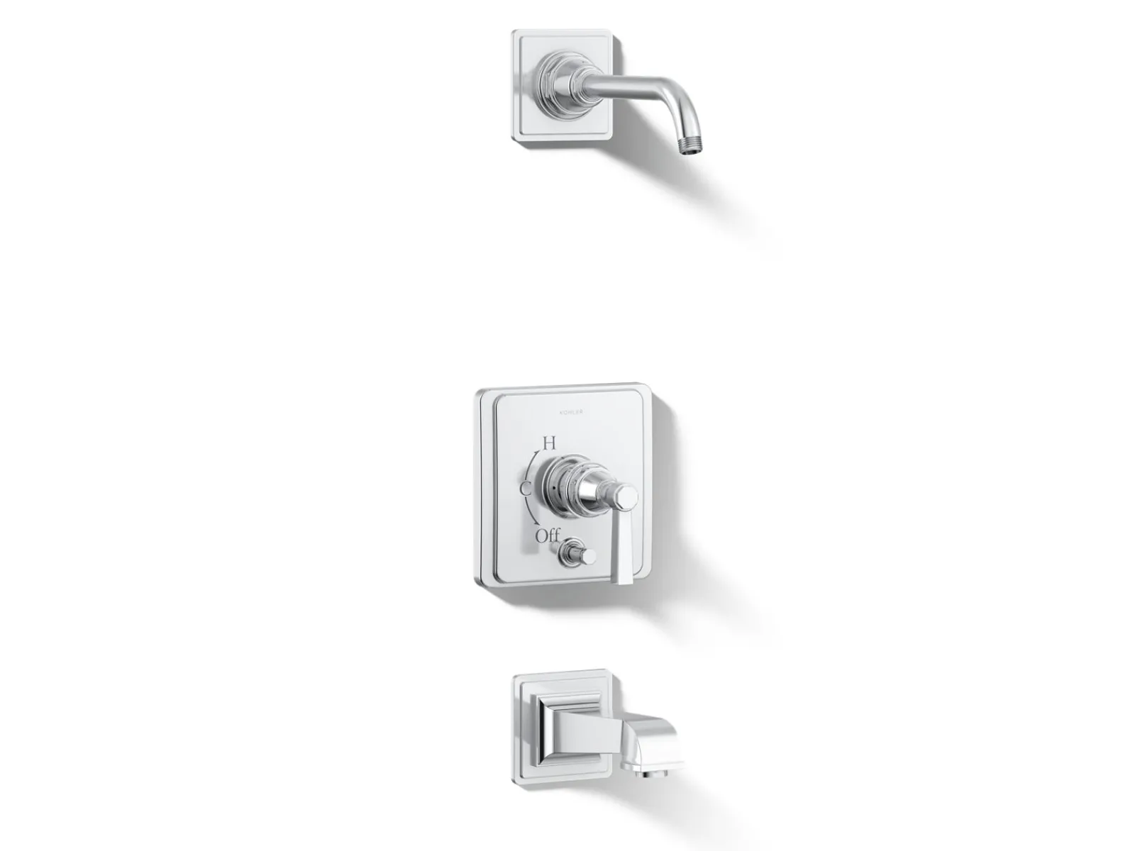 Rite-Temp® bath and shower trim kit with push-button diverter and lever handle, without showerhead^Kohler Online