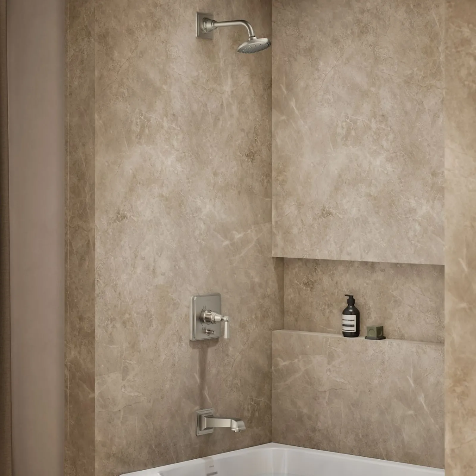 Rite-Temp® bath and shower trim kit with push-button diverter and lever handle, without showerhead^Kohler Online