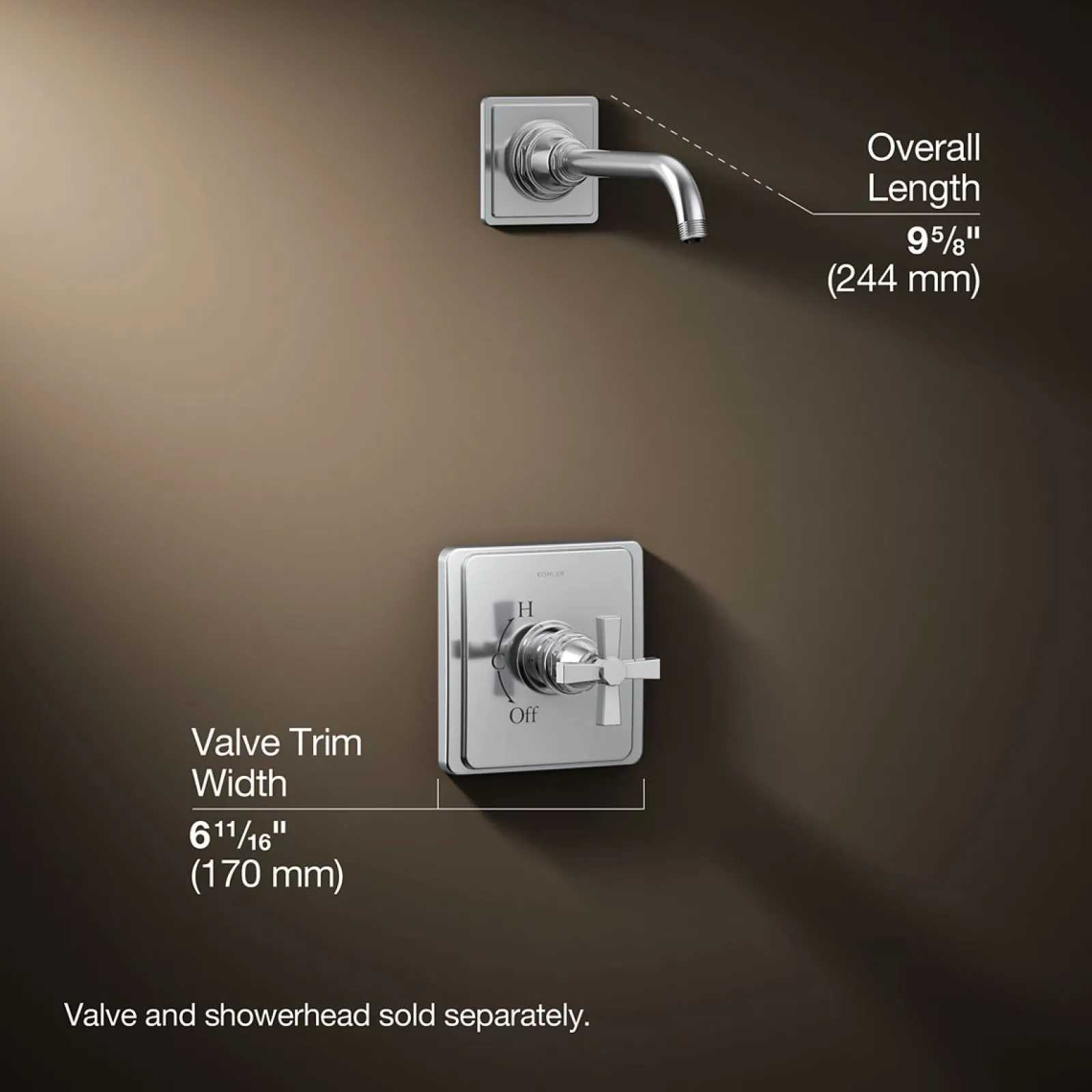 Rite-Temp® shower trim kit with cross handle, without showerhead^Kohler Outlet