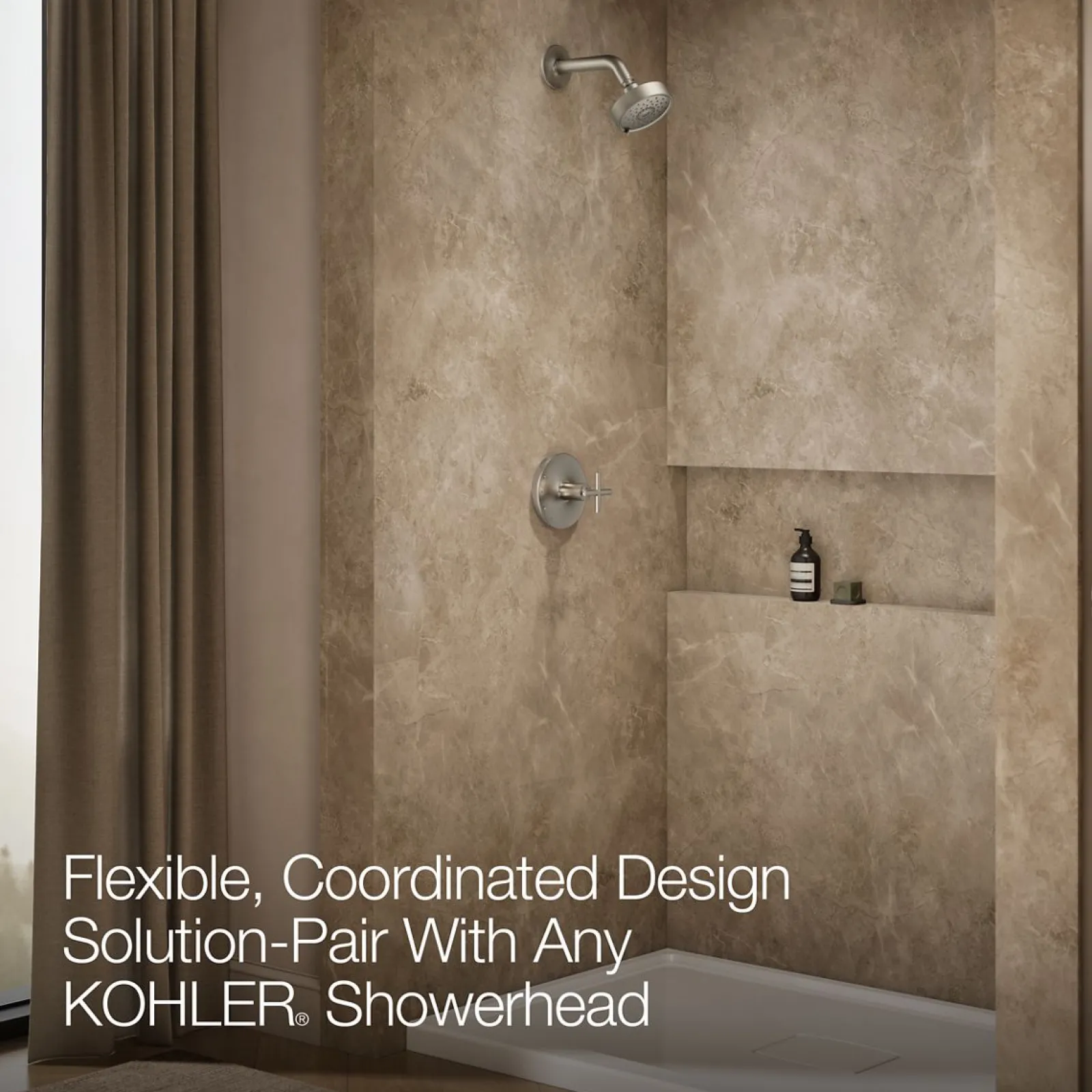 Rite-Temp® shower trim kit with cross handle, without showerhead^Kohler Hot