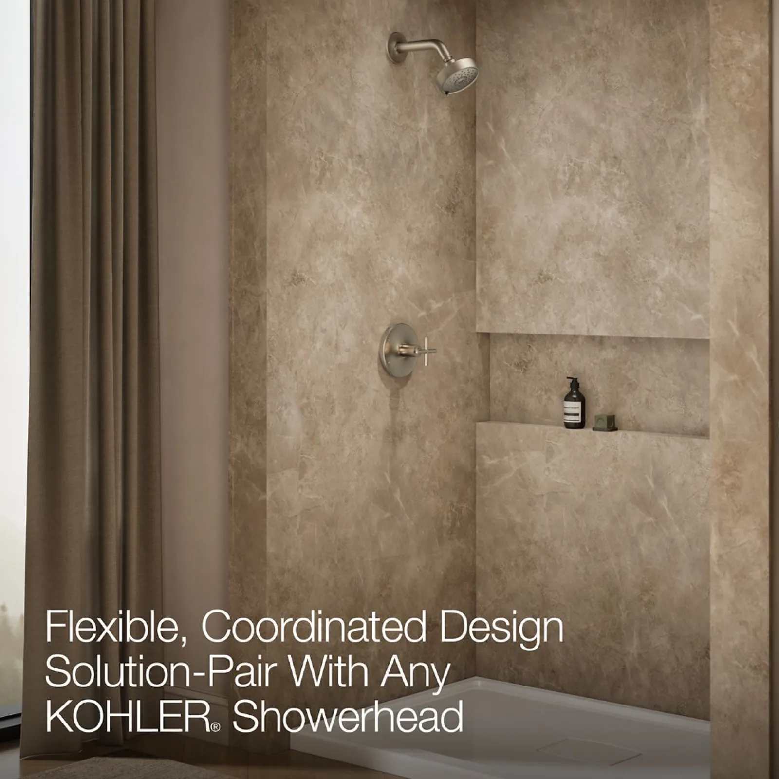 Rite-Temp® shower trim kit with cross handle, without showerhead^Kohler Hot