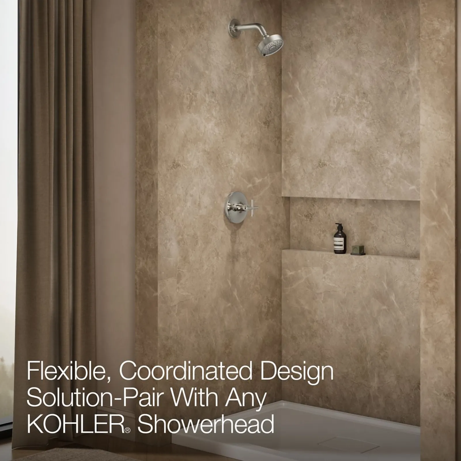 Rite-Temp® shower trim kit with cross handle, without showerhead^Kohler Hot