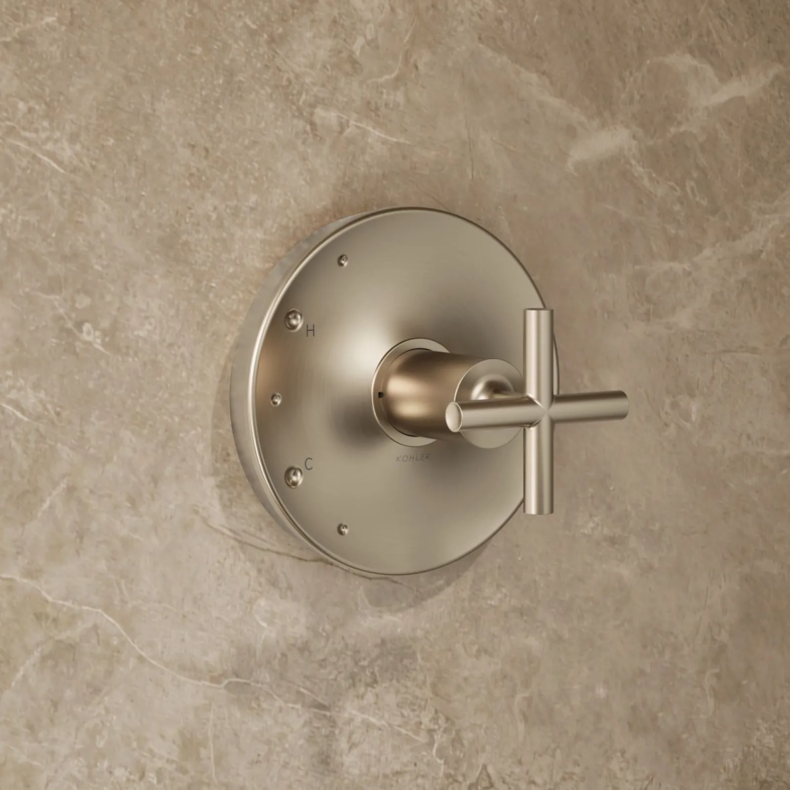 Rite-Temp® shower trim kit with cross handle, without showerhead^Kohler Hot