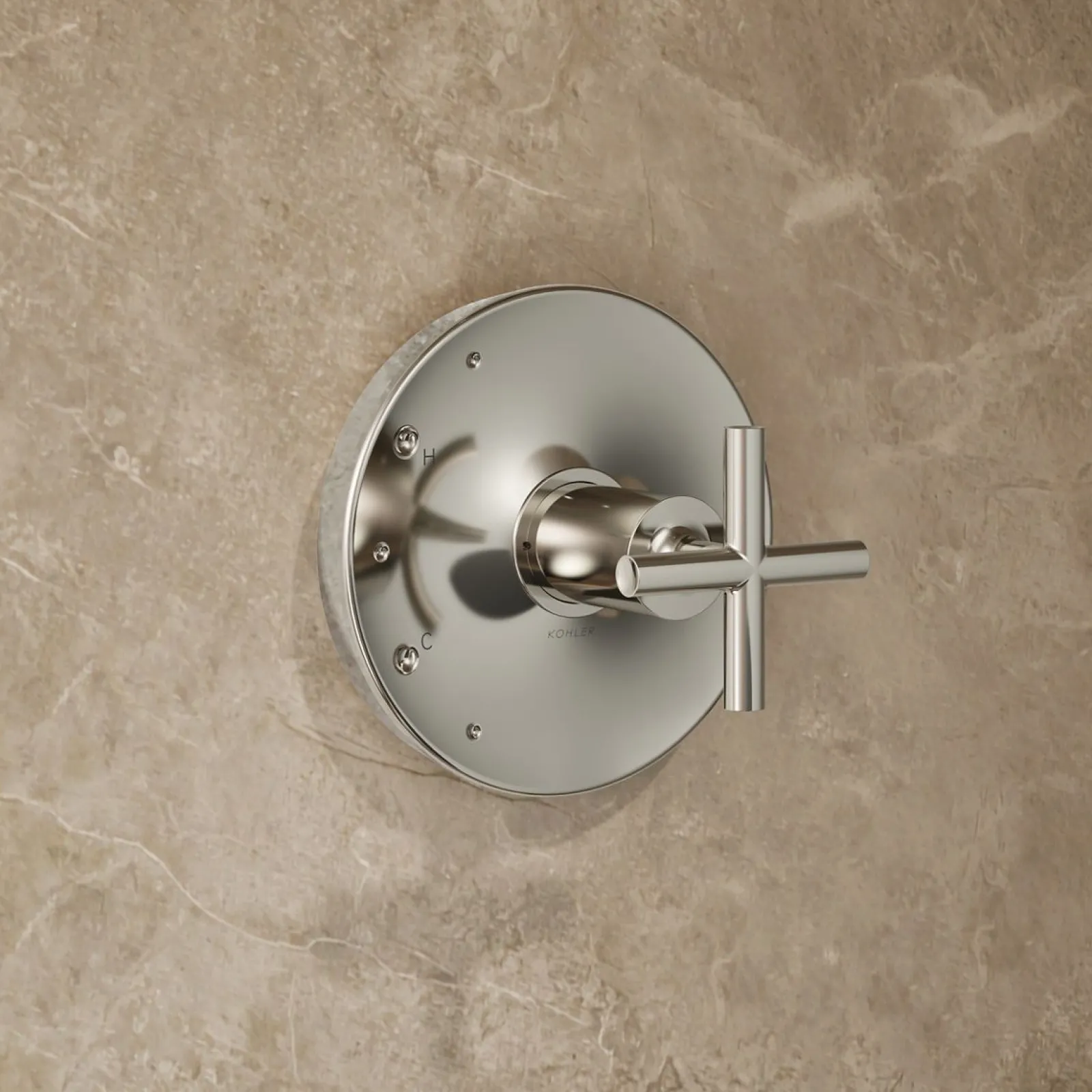 Rite-Temp® shower trim kit with cross handle, without showerhead^Kohler Hot