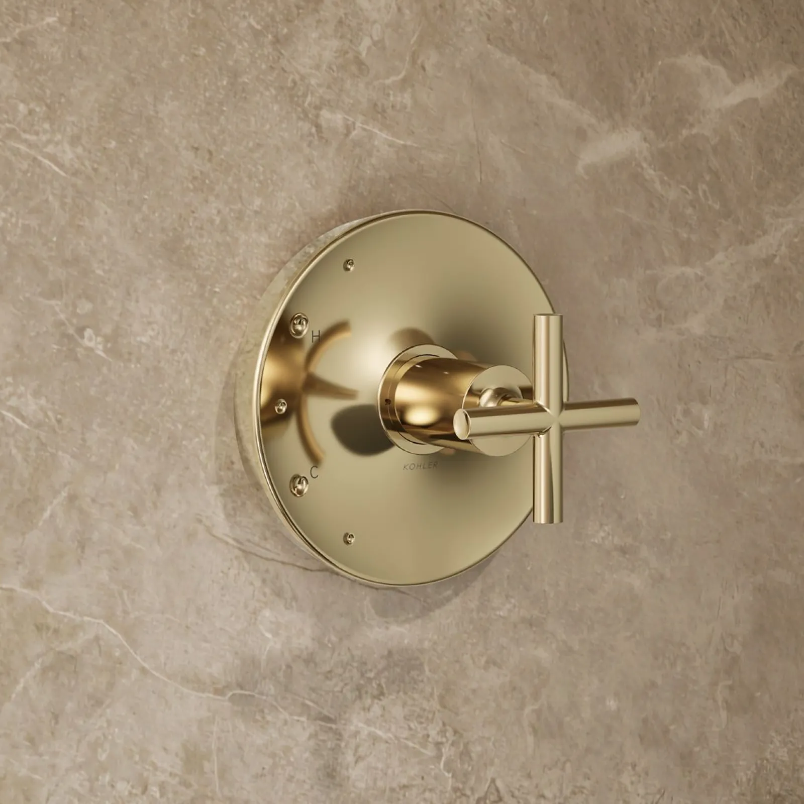 Rite-Temp® shower trim kit with cross handle, without showerhead^Kohler Hot