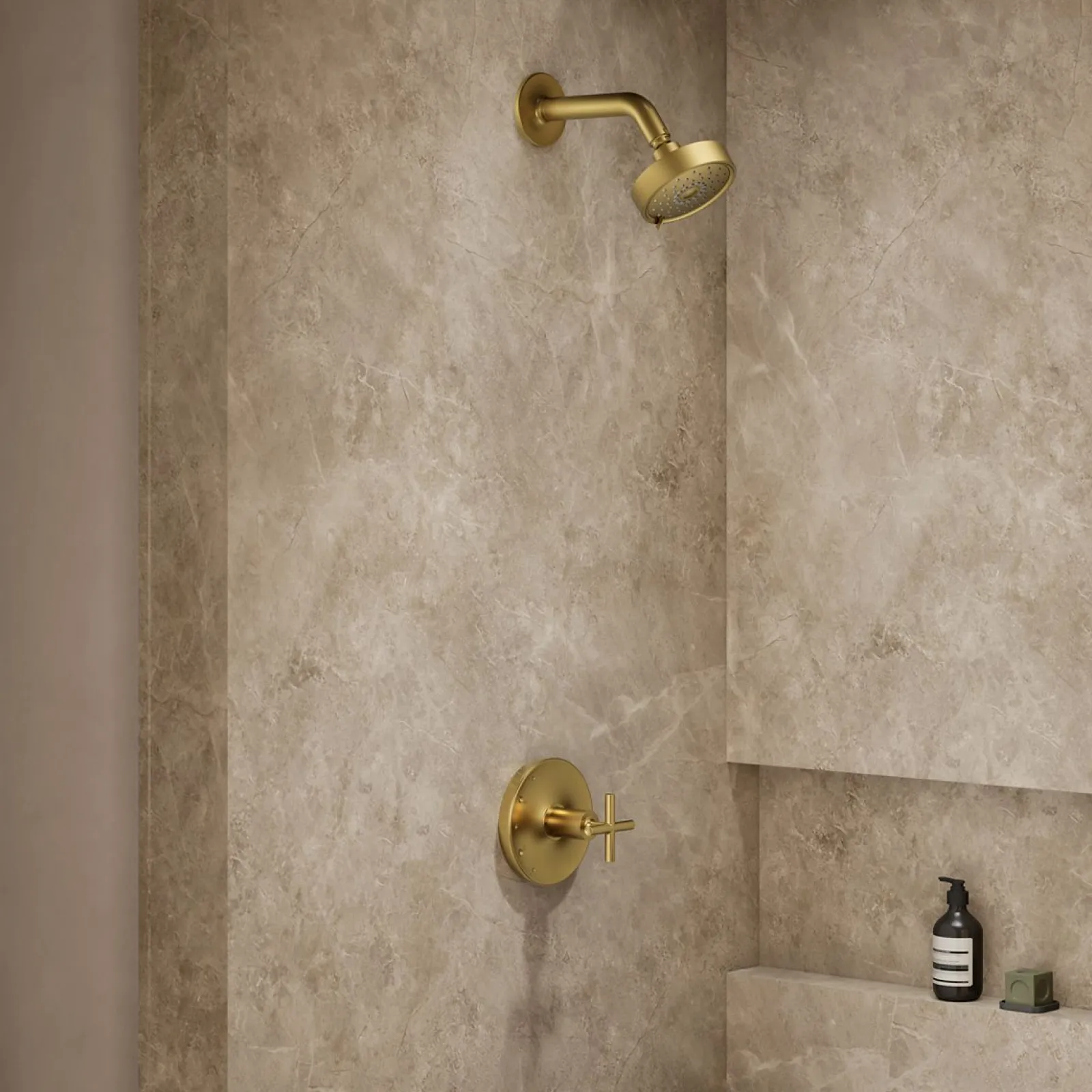 Rite-Temp® shower trim kit with cross handle, without showerhead^Kohler Hot