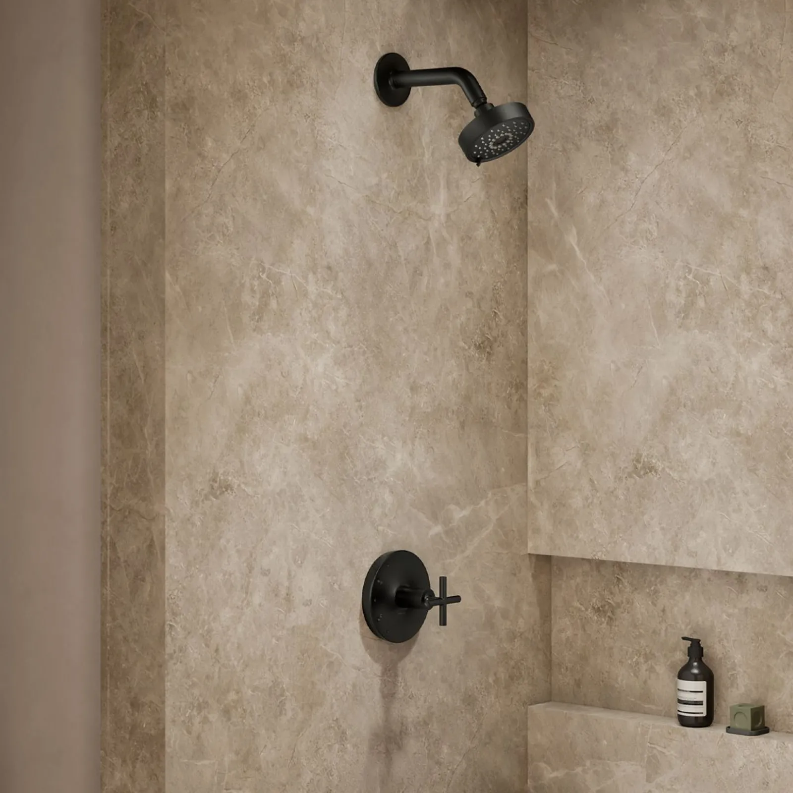 Rite-Temp® shower trim kit with cross handle, without showerhead^Kohler Hot