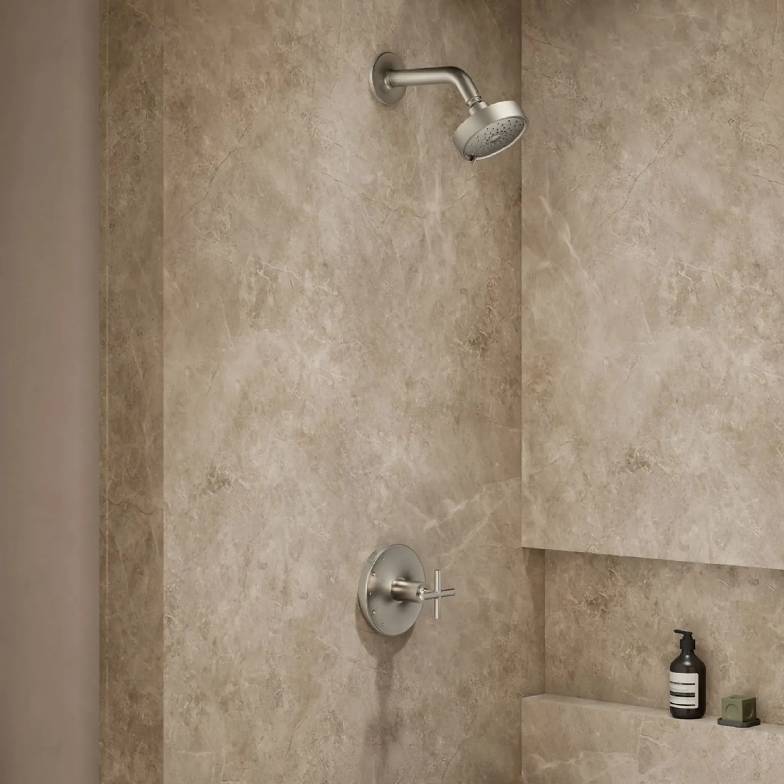 Rite-Temp® shower trim kit with cross handle, without showerhead^Kohler Hot