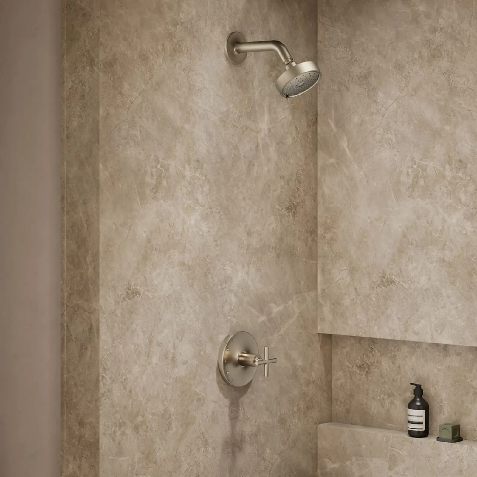 Rite-Temp® shower trim kit with cross handle, without showerhead^Kohler Hot