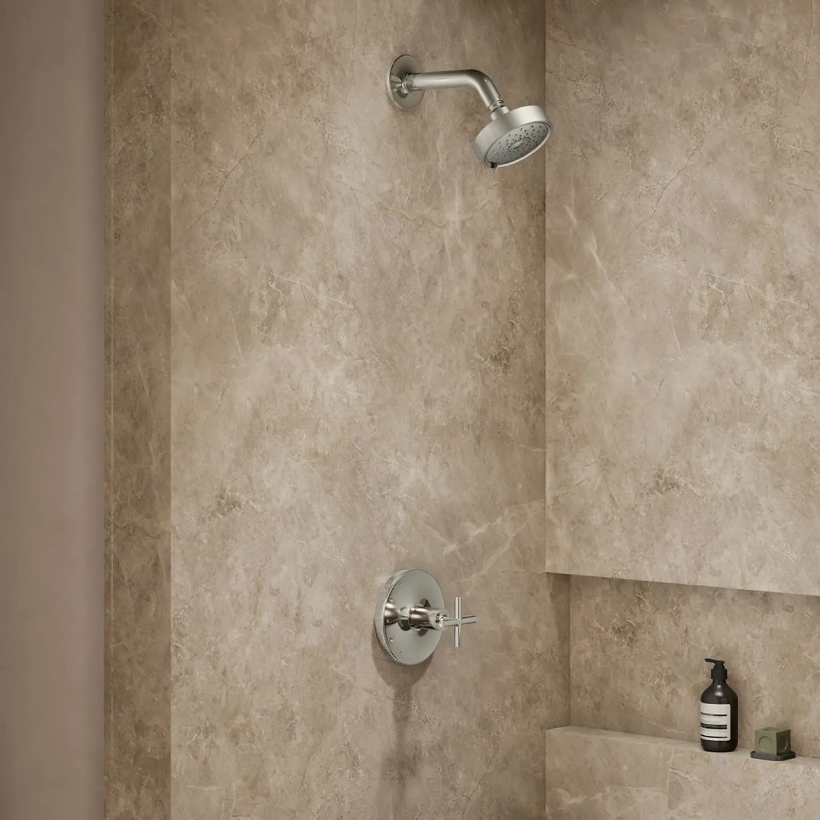 Rite-Temp® shower trim kit with cross handle, without showerhead^Kohler Hot
