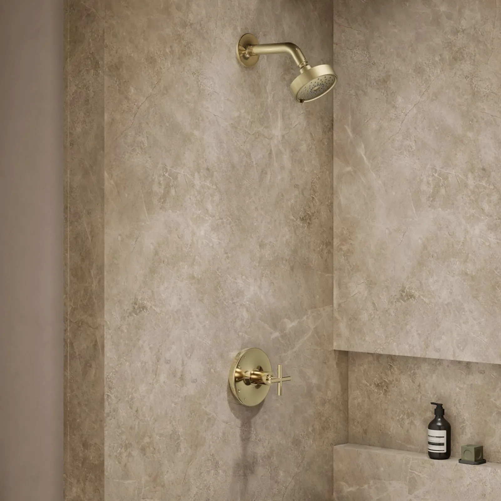 Rite-Temp® shower trim kit with cross handle, without showerhead^Kohler Hot