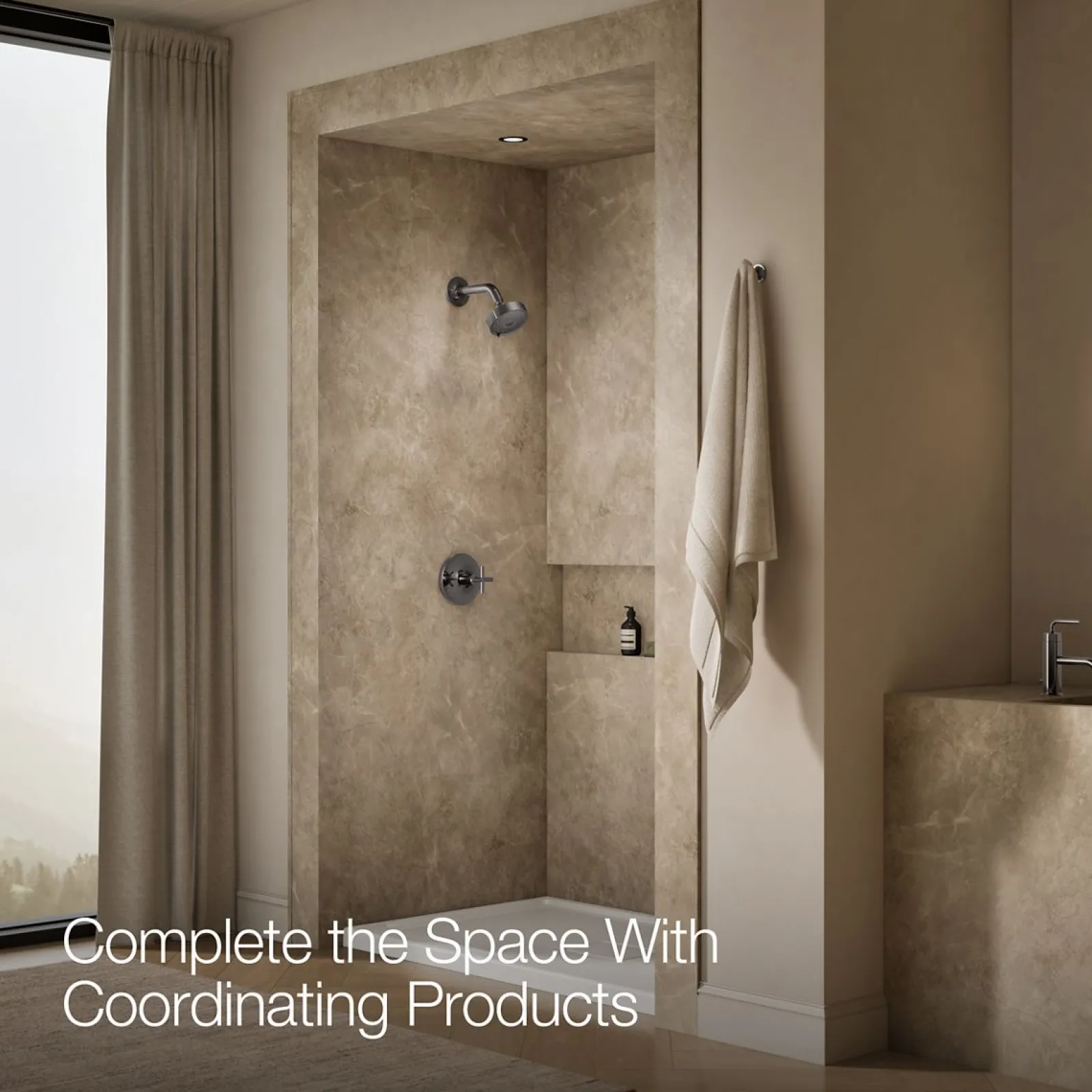 Rite-Temp® shower trim kit with cross handle, without showerhead^Kohler Hot