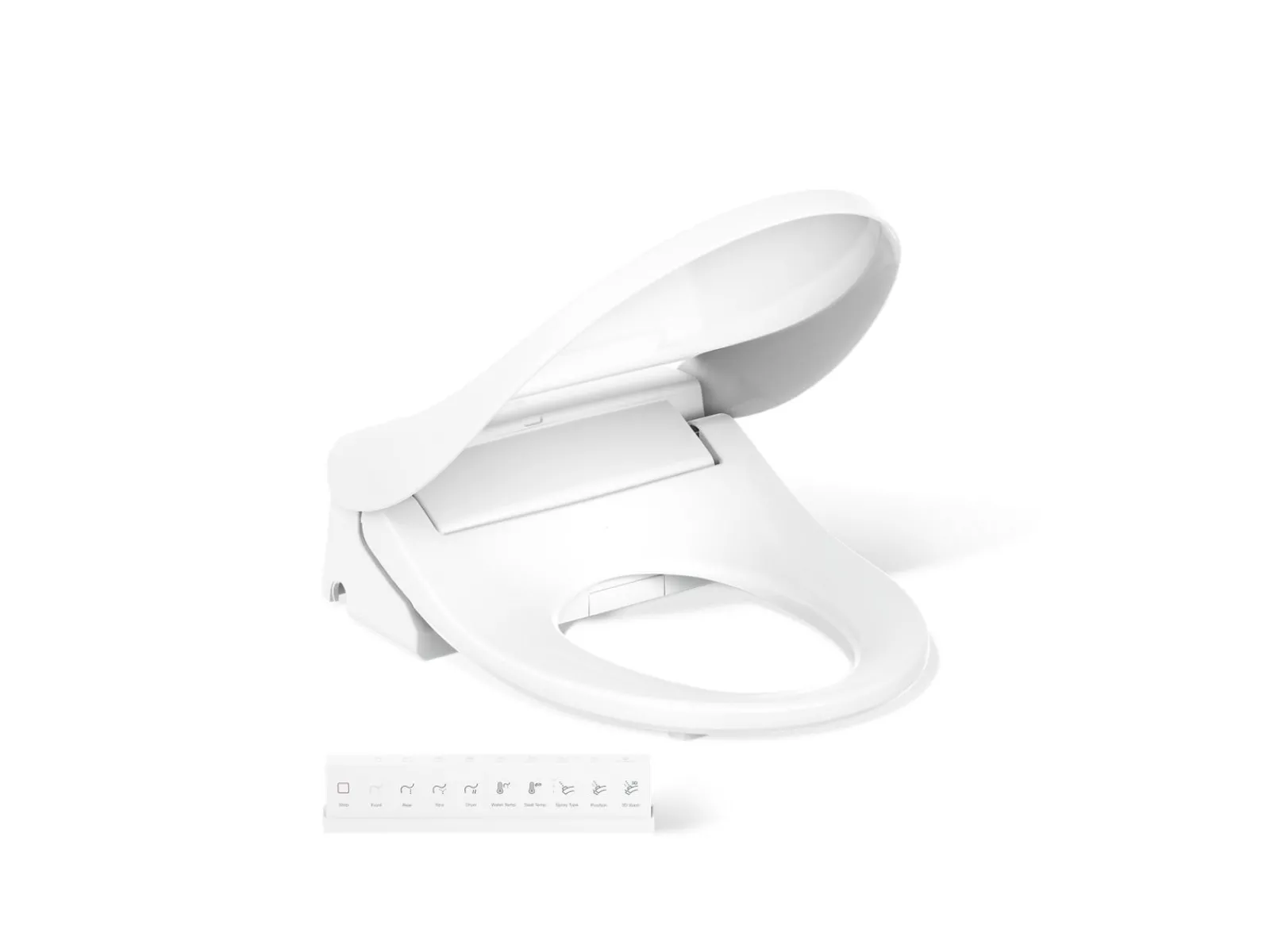 Round-front bidet toilet seat with remote control^Kohler Best