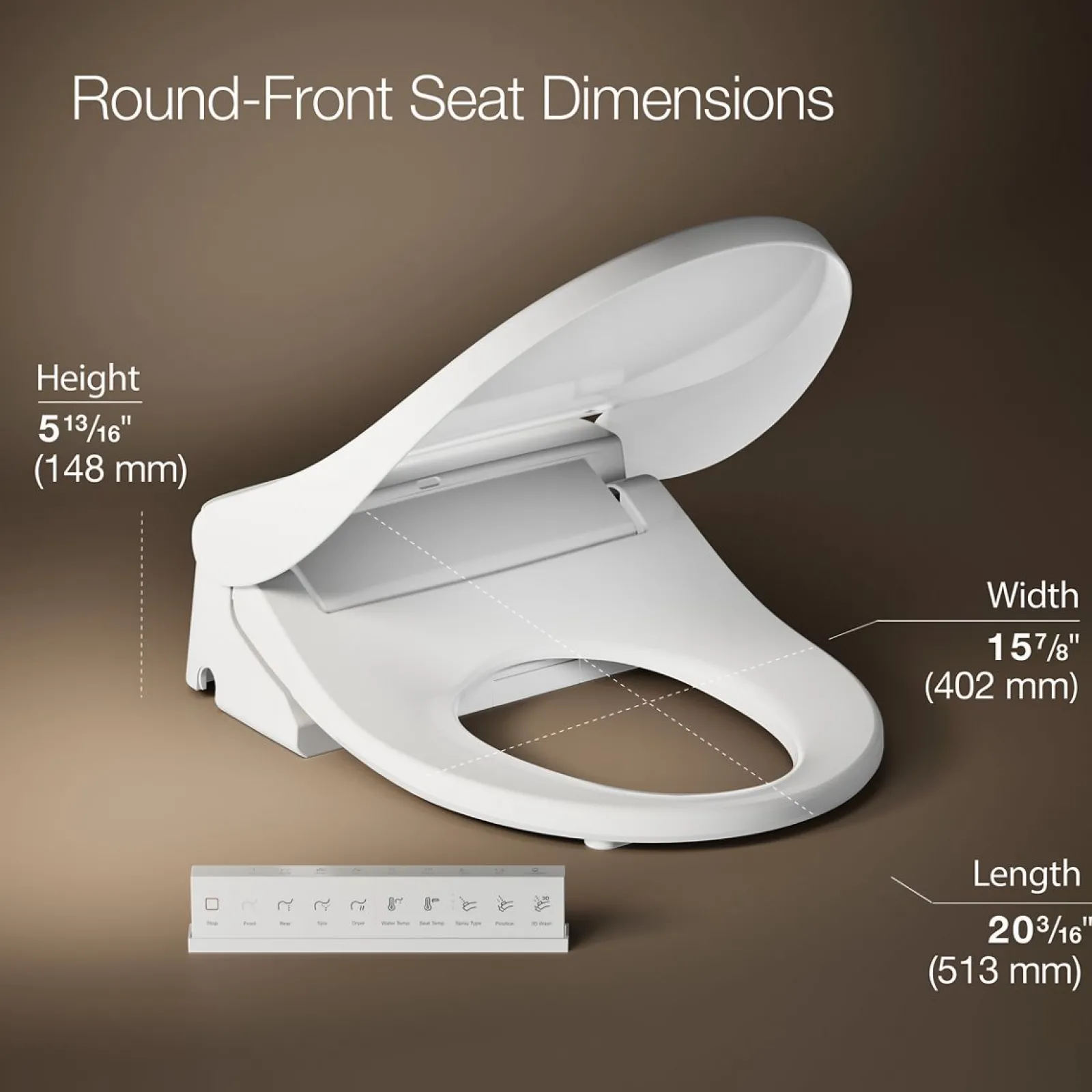 Round-front bidet toilet seat with remote control^Kohler Best