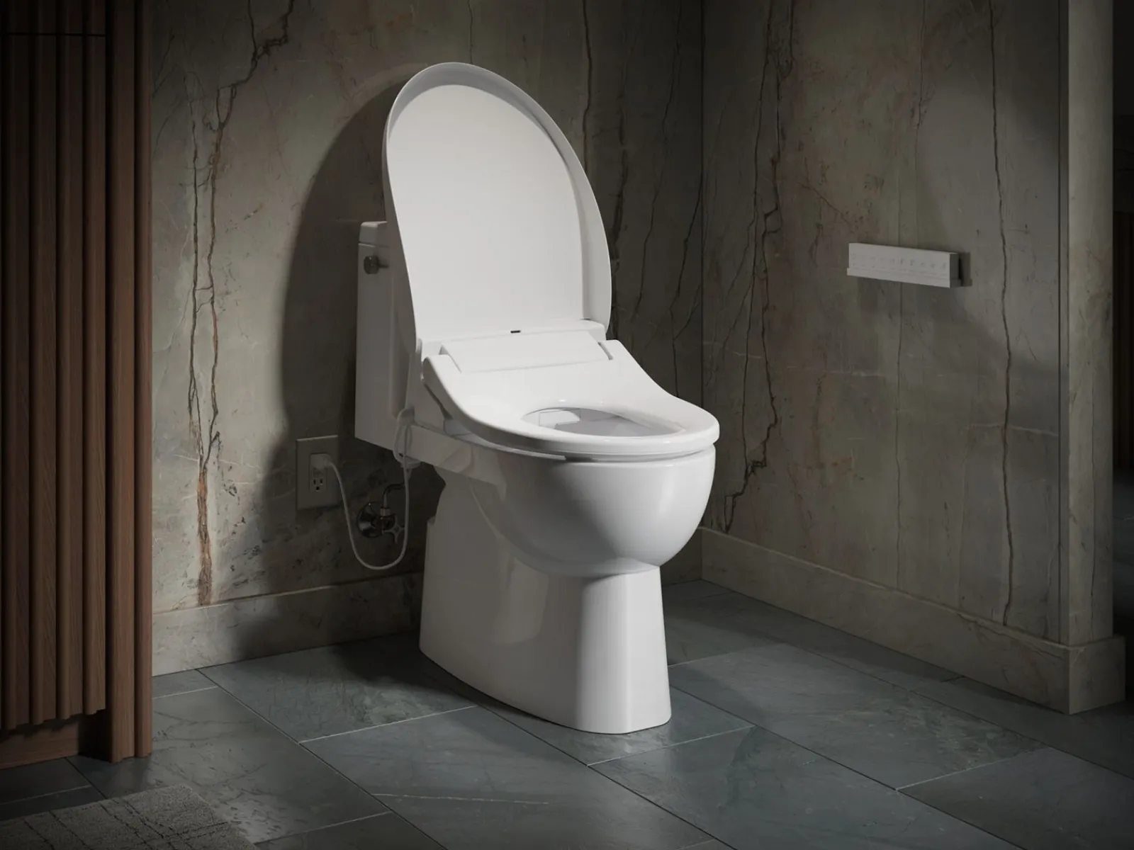 Round-front bidet toilet seat with remote control^Kohler Best