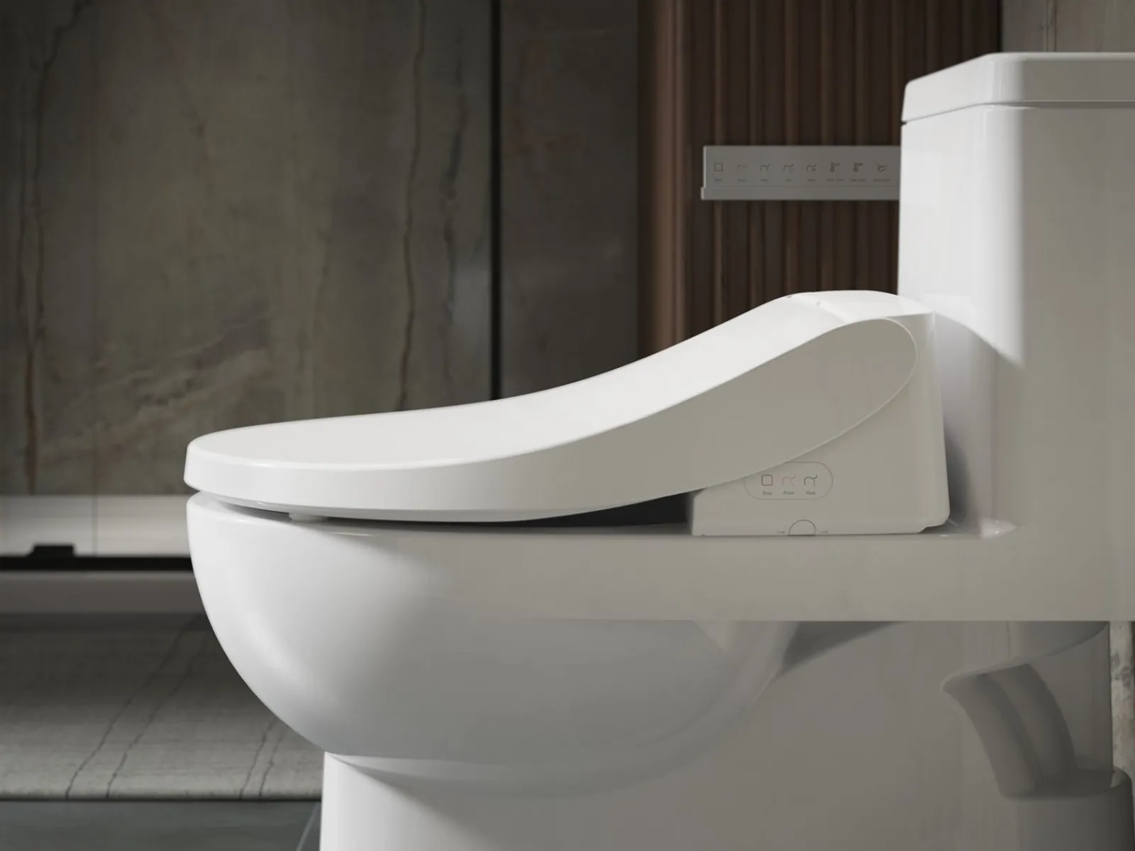 Round-front bidet toilet seat with remote control^Kohler Best