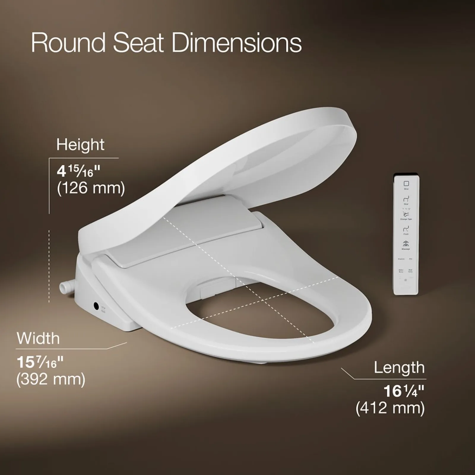 Round-front bidet toilet seat with remote control^Kohler Best