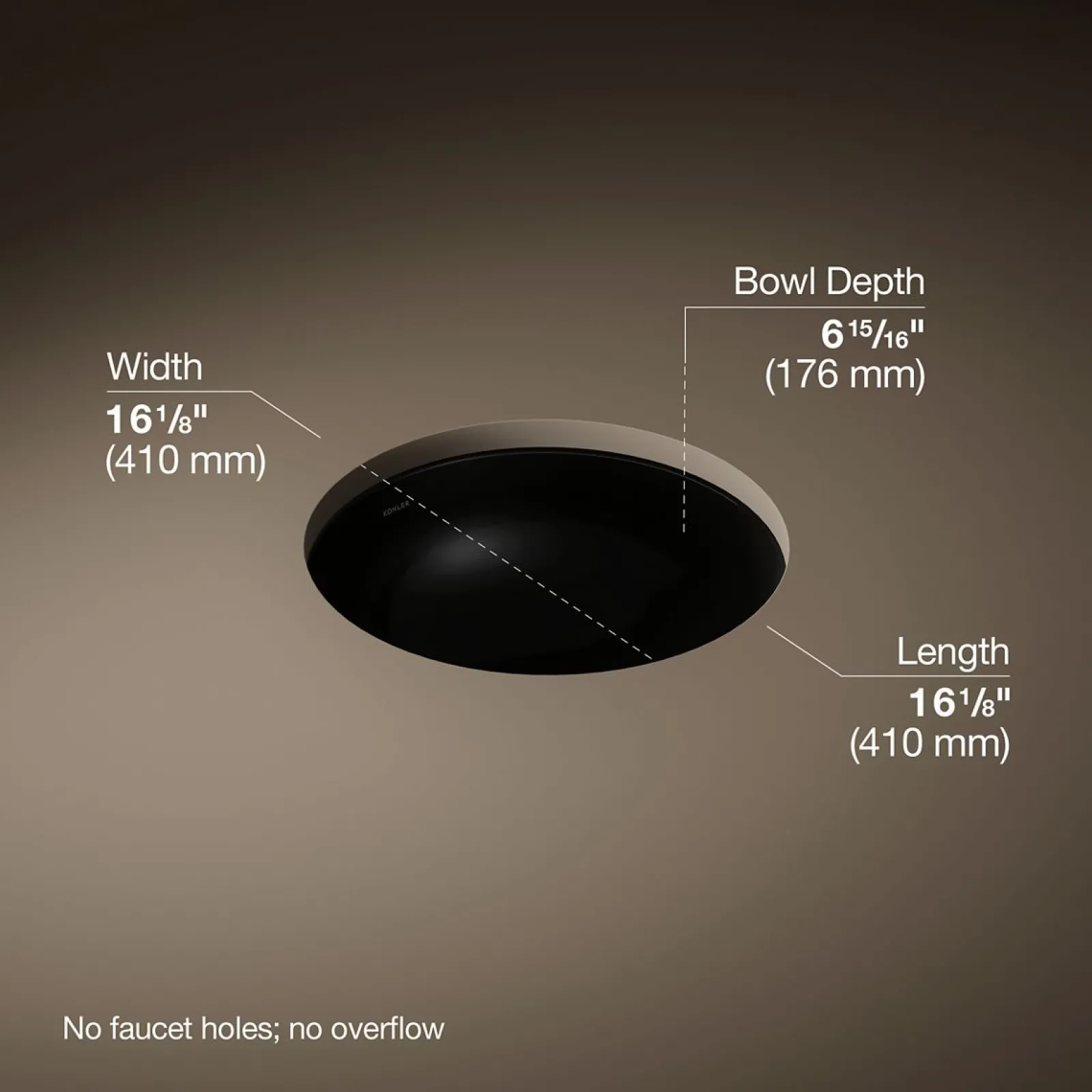 16-1/8" round undermount bathroom sink, no overflow^Kohler Clearance