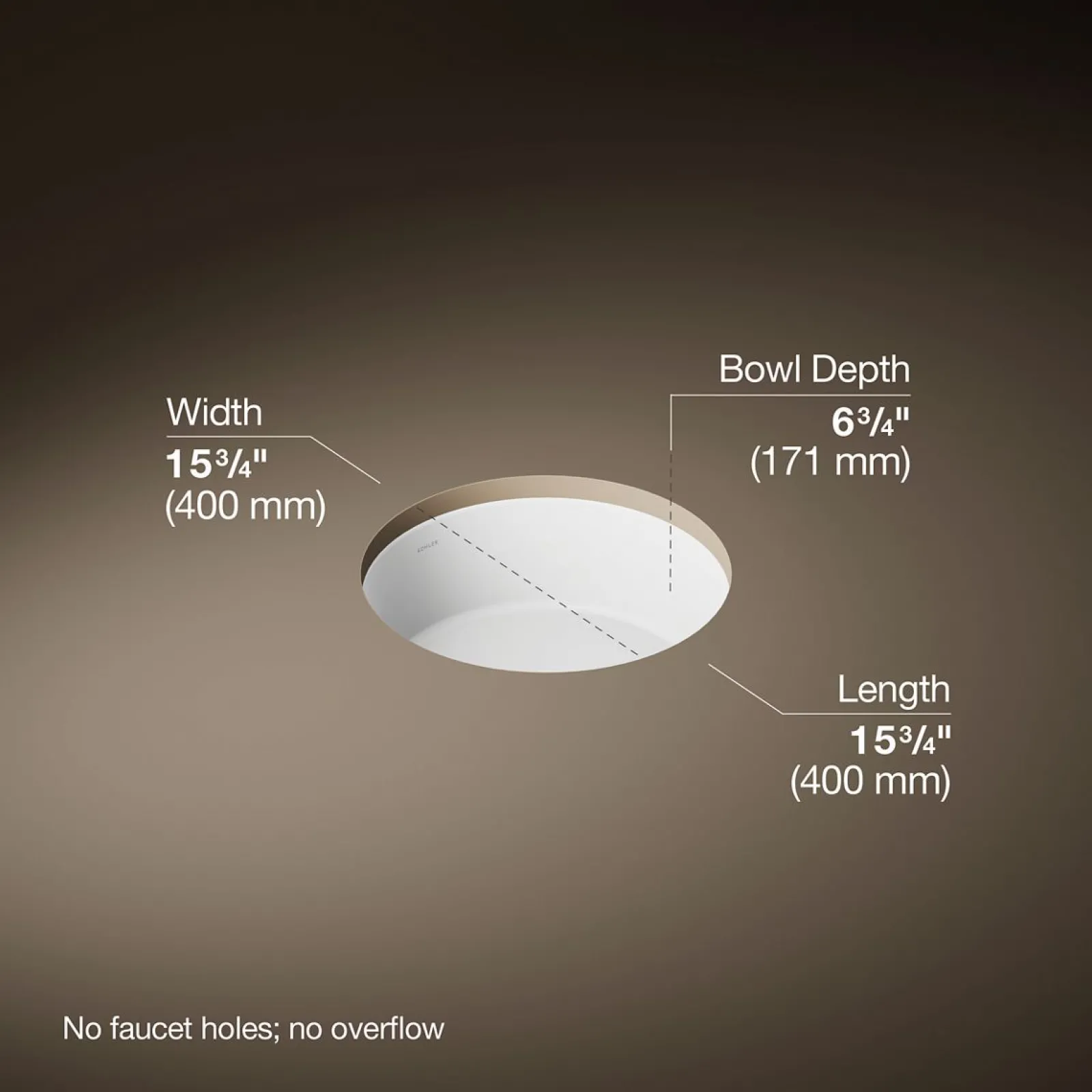 15-3/4" round undermount bathroom sink^Kohler Best