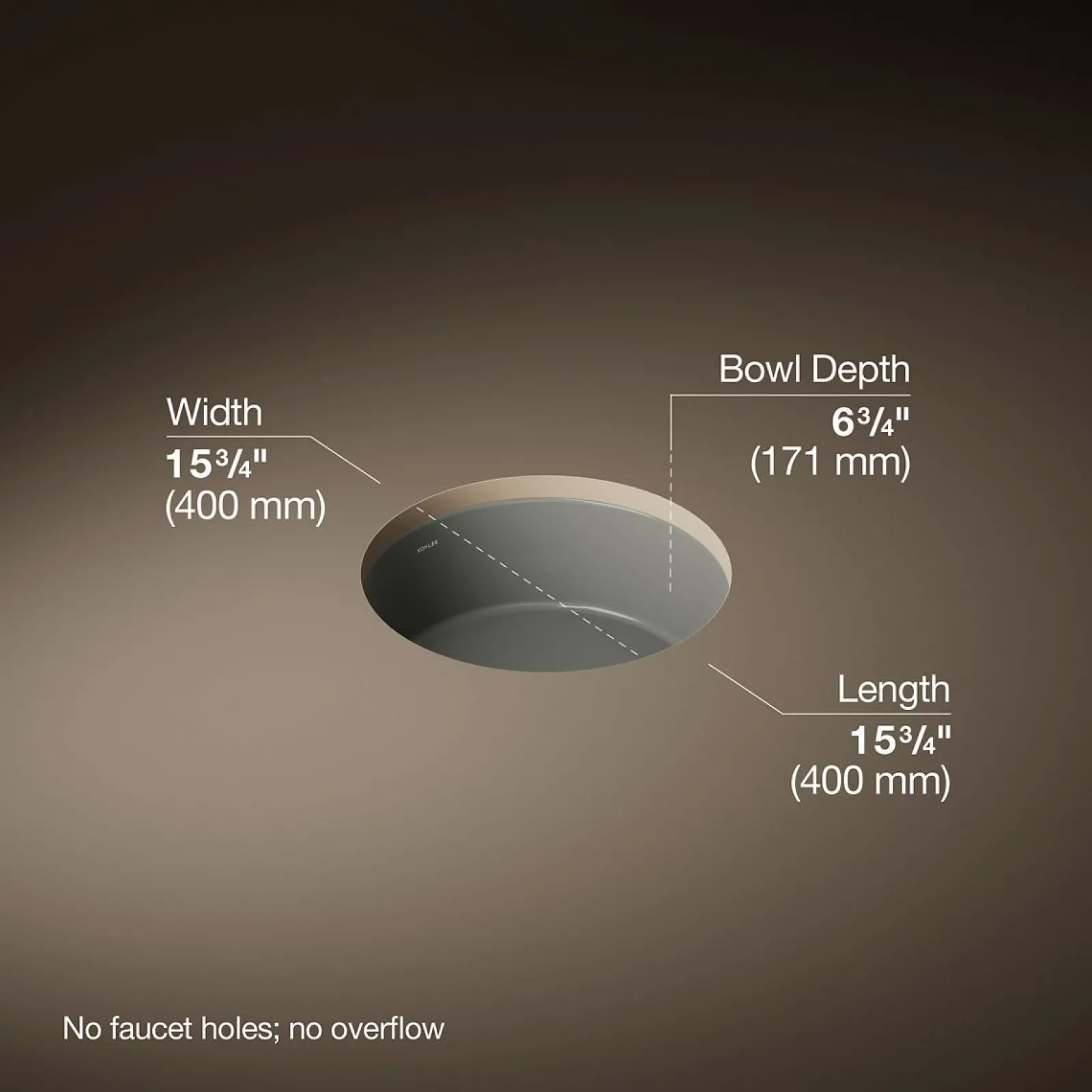 15-3/4" round undermount bathroom sink^Kohler Best