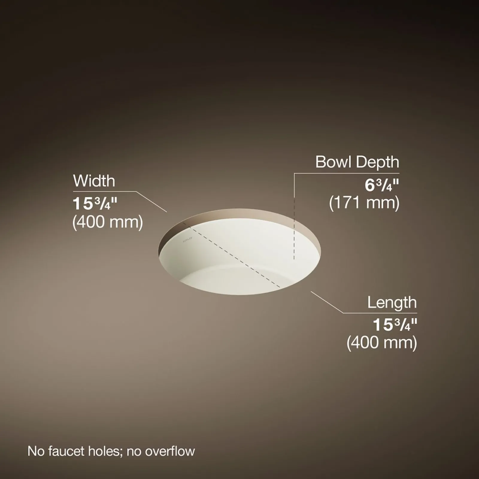 15-3/4" round undermount bathroom sink^Kohler Best