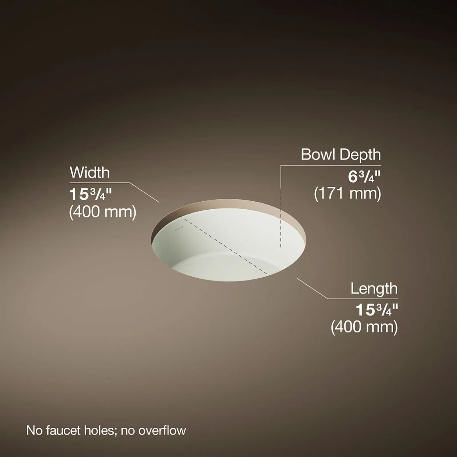 15-3/4" round undermount bathroom sink^Kohler Best