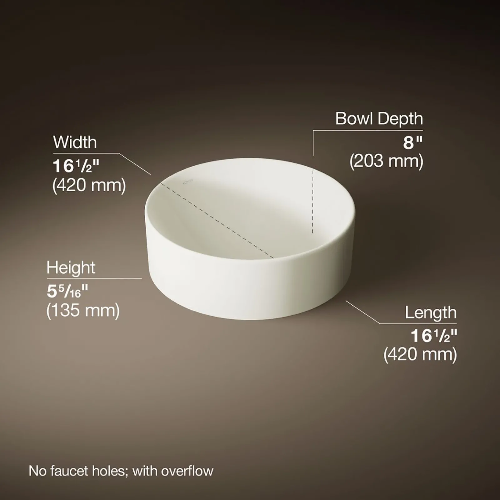 16-1/2" round vessel bathroom sink^Kohler Clearance