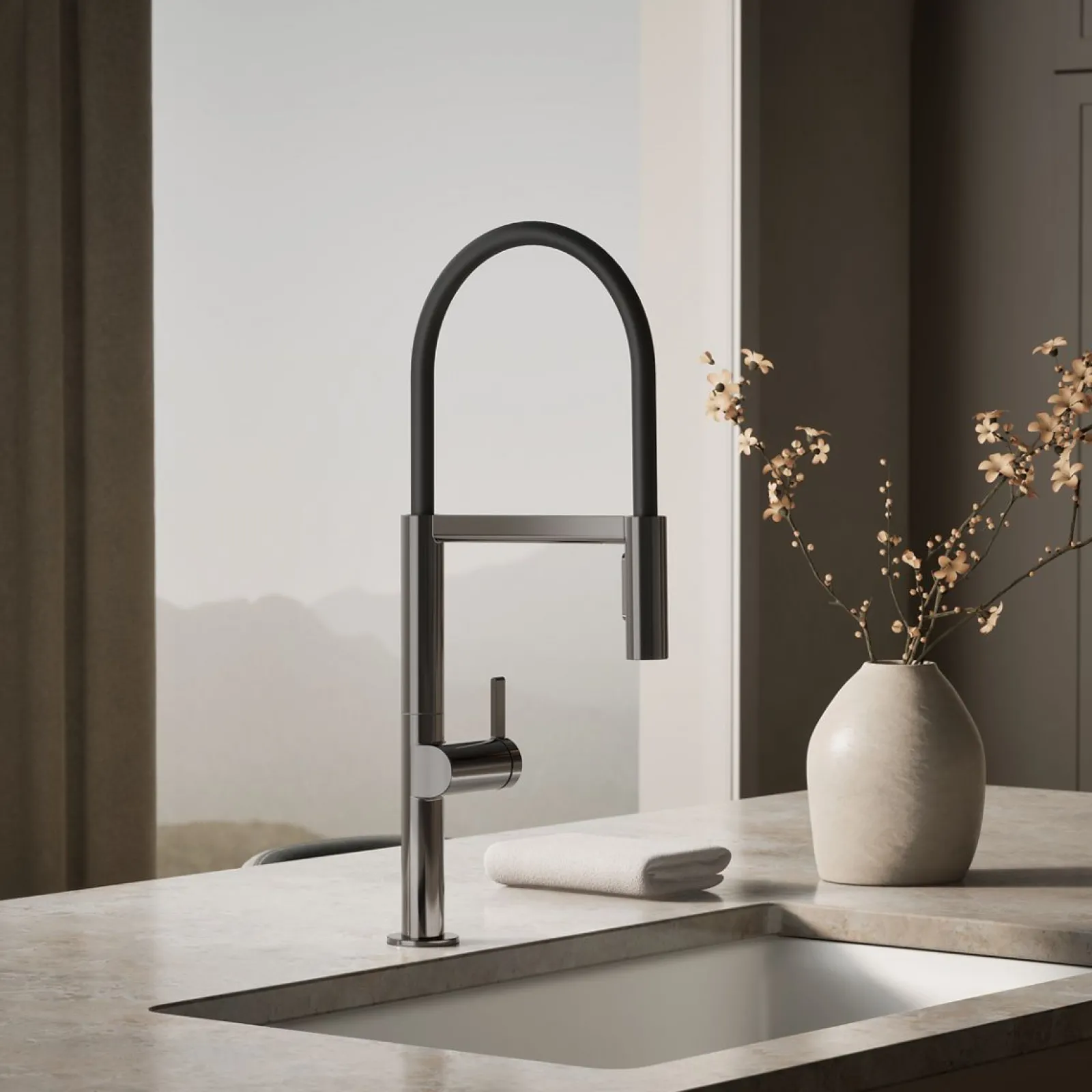 Semi-professional kitchen sink faucet with two-function sprayhead^Kohler Best