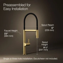 Semi-professional kitchen sink faucet with two-function sprayhead^Kohler Best