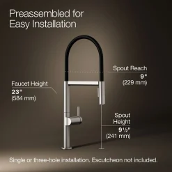 Semi-professional kitchen sink faucet with two-function sprayhead^Kohler Best