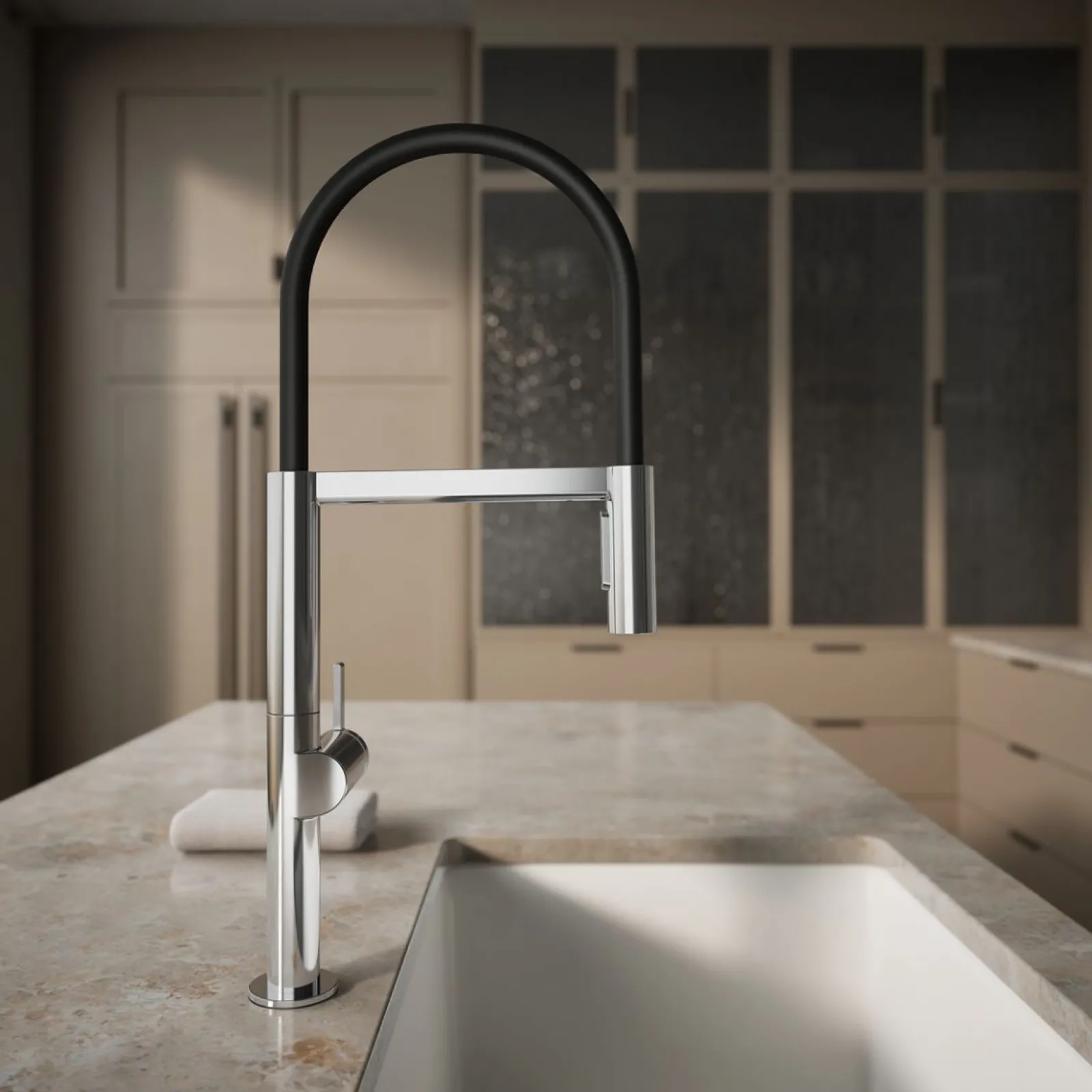Semi-professional kitchen sink faucet with two-function sprayhead^Kohler Best