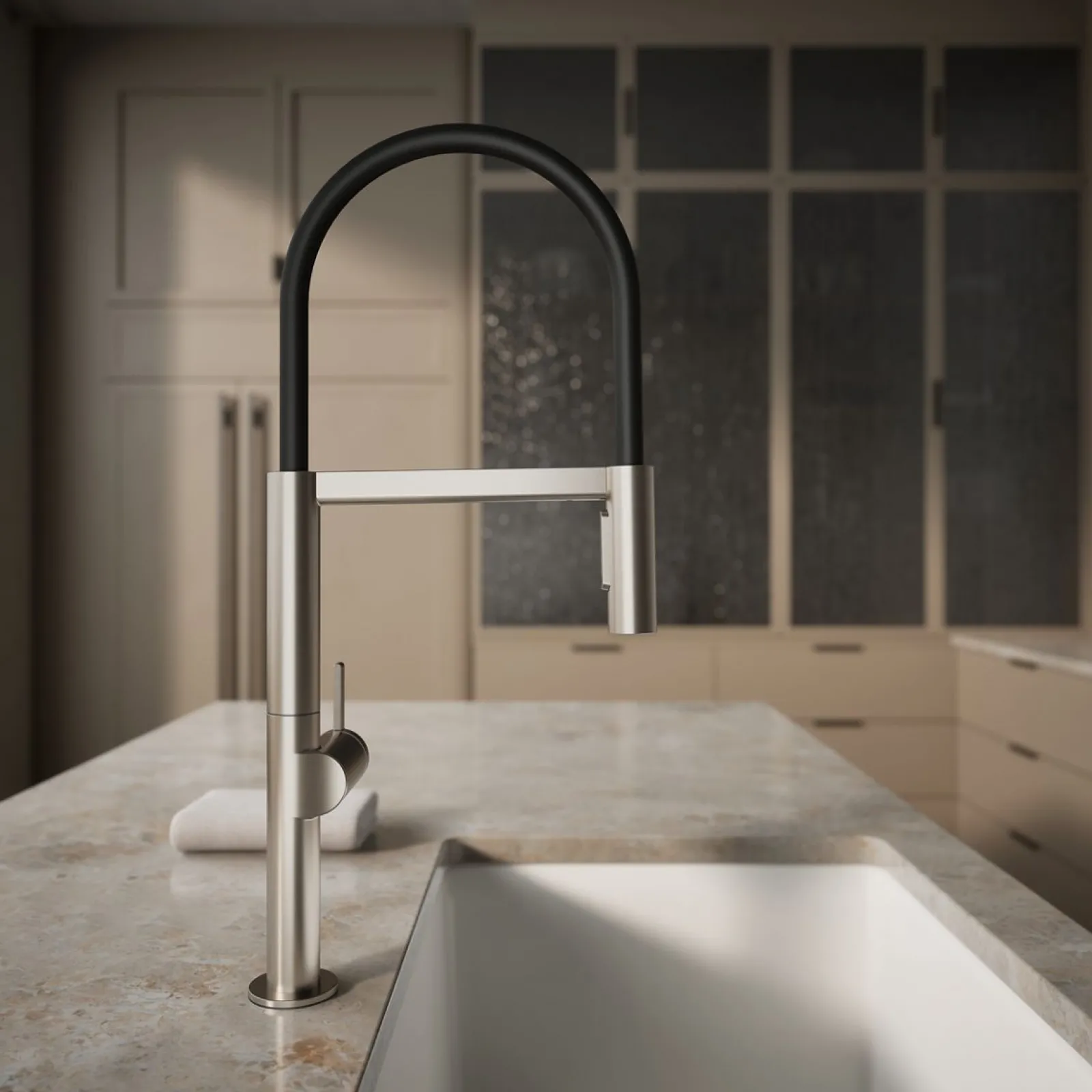 Semi-professional kitchen sink faucet with two-function sprayhead^Kohler Best