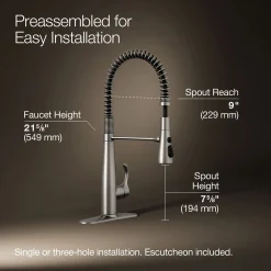 Semi-professional kitchen sink faucet with three-function sprayhead^Kohler Best