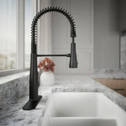 Semi-professional kitchen sink faucet with three-function sprayhead^Kohler Best