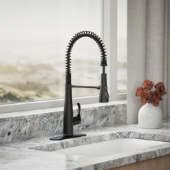 Semi-professional kitchen sink faucet with three-function sprayhead^Kohler Best