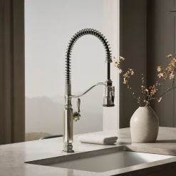 Semi-professional kitchen sink faucet with three-function sprayhead^Kohler Outlet