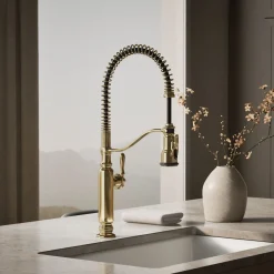 Semi-professional kitchen sink faucet with three-function sprayhead^Kohler Outlet