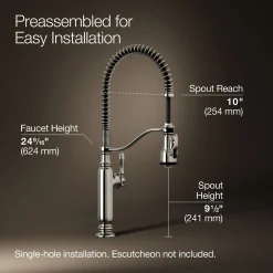 Semi-professional kitchen sink faucet with three-function sprayhead^Kohler Outlet
