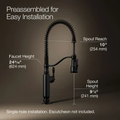 Semi-professional kitchen sink faucet with three-function sprayhead^Kohler Outlet