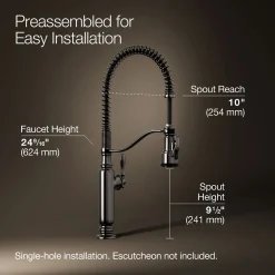Semi-professional kitchen sink faucet with three-function sprayhead^Kohler Outlet