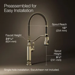 Semi-professional kitchen sink faucet with three-function sprayhead^Kohler Outlet