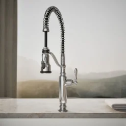 Semi-professional kitchen sink faucet with three-function sprayhead^Kohler Outlet
