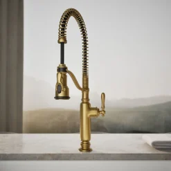 Semi-professional kitchen sink faucet with three-function sprayhead^Kohler Outlet