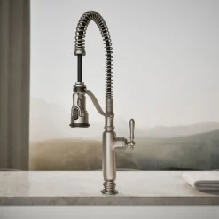 Semi-professional kitchen sink faucet with three-function sprayhead^Kohler Outlet
