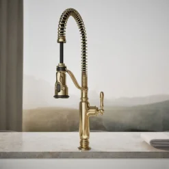 Semi-professional kitchen sink faucet with three-function sprayhead^Kohler Outlet